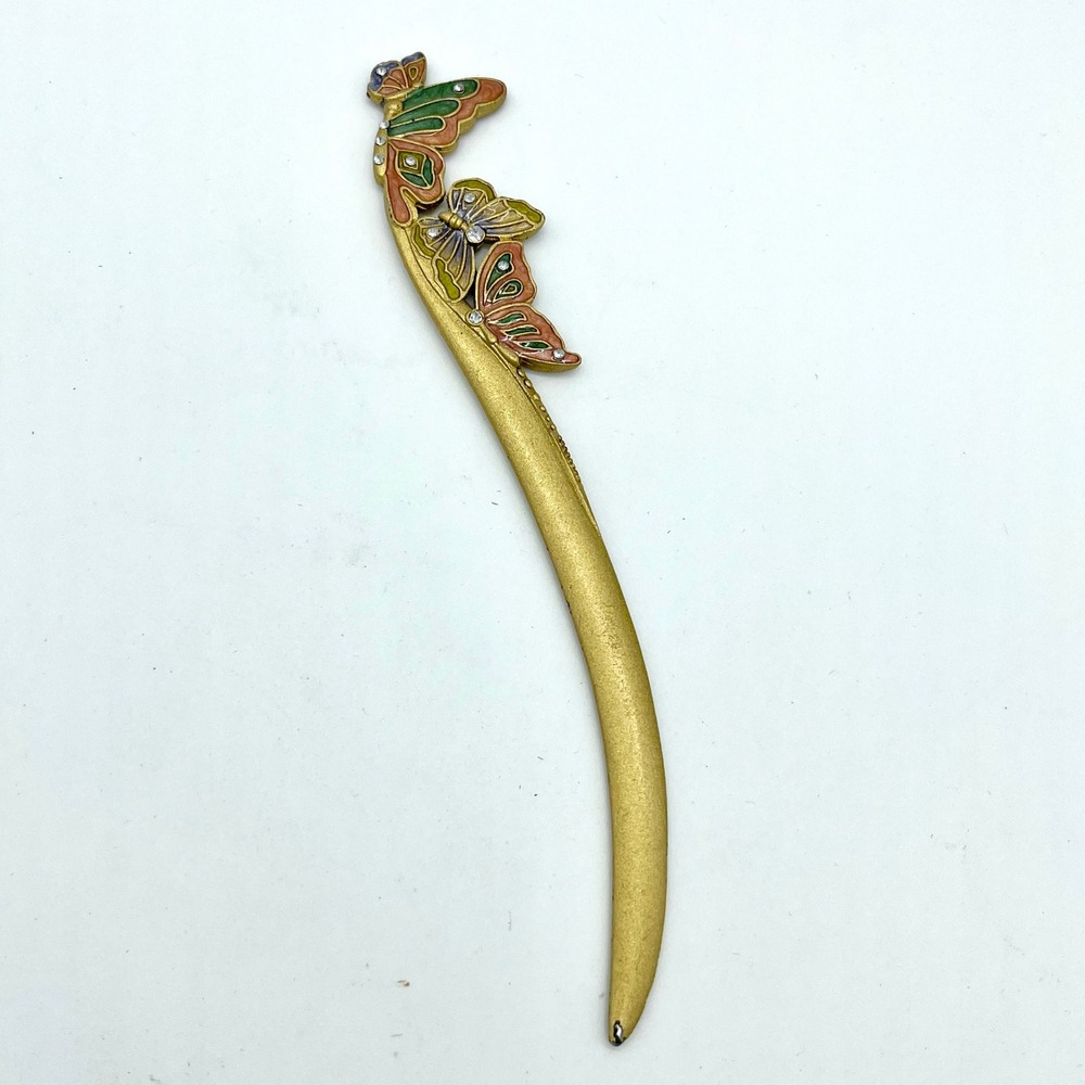 Olivia & Gracie‎ Vintage Enamel Butterfly Gold Tone Letter Opener Office Decor